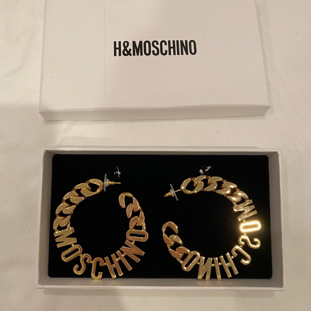 H&M x MOSCHINO LIMITED EDITON LOGO HOOP EARRINGS
